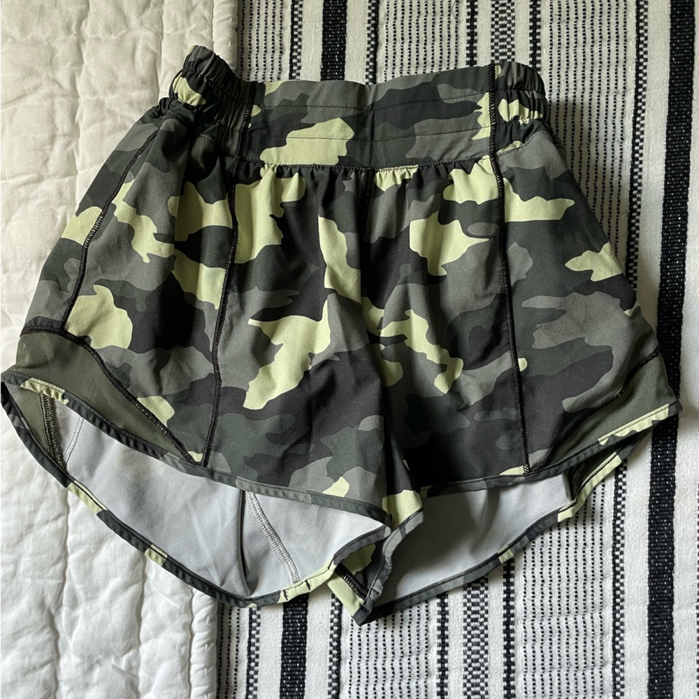 RARE!! Camo Lululemon shorts size 0 and 4” inseam !